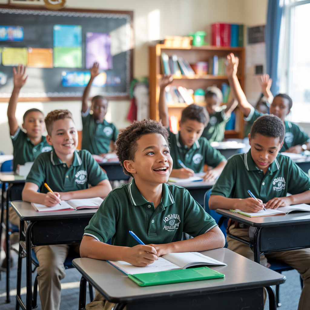 Joshua Academy middle school students engaged in classroom learning