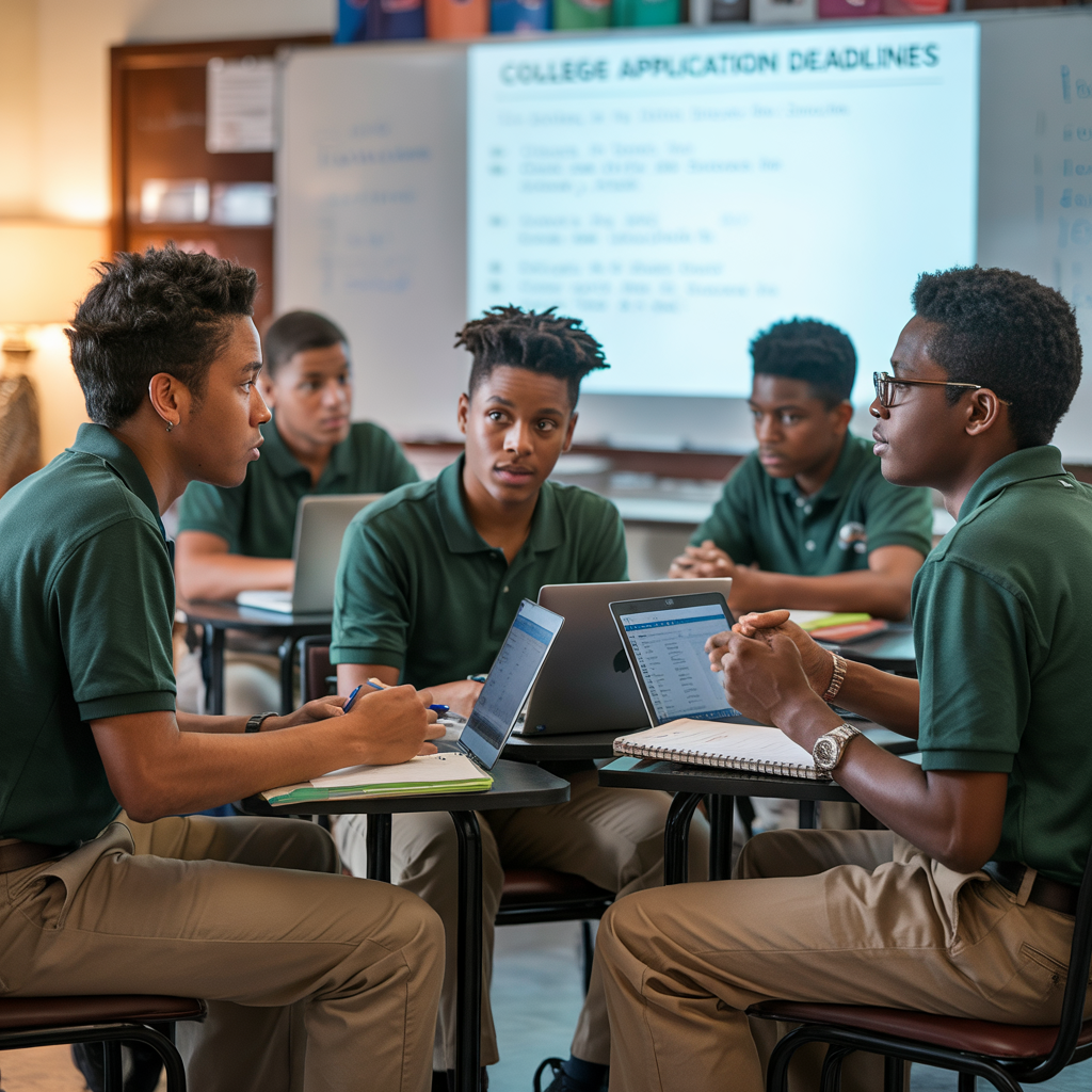 Joshua Academy students working on college applications